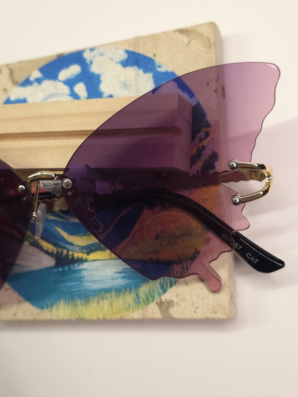 Cato Rimless Shield Sunglasses - Purple Gold - Picture 3 of 5